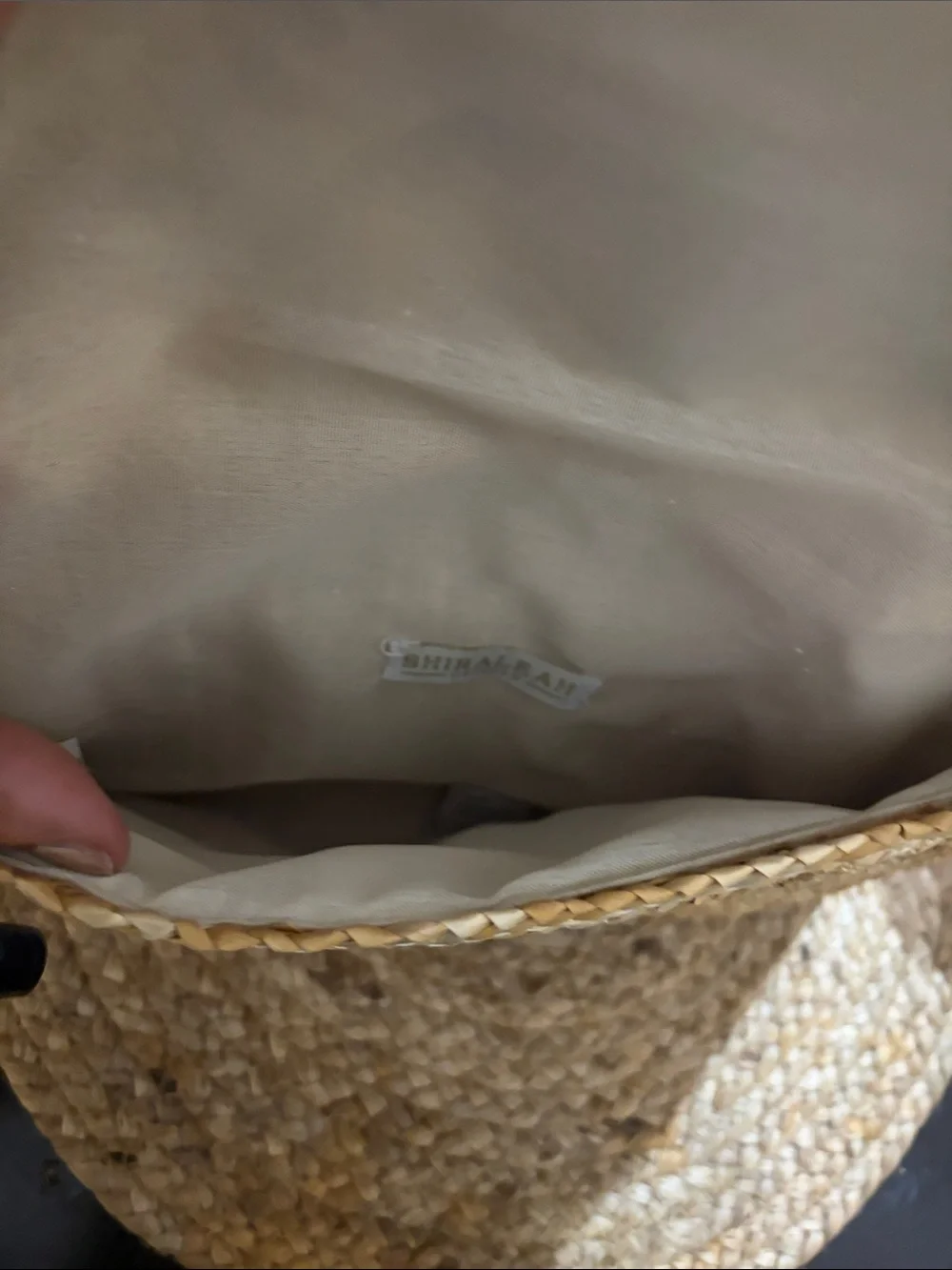 Shiraleah Natural Straw Clutch with Multicolor Pom Poms like new
